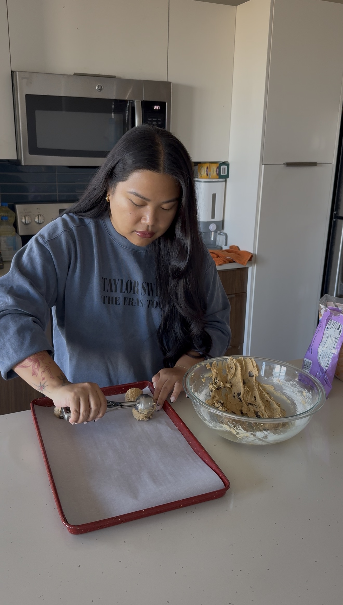 Scooping cookie dough